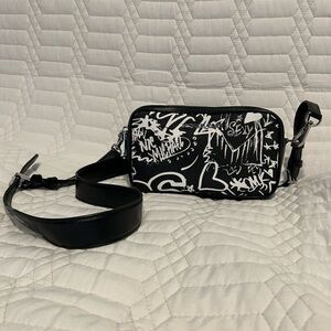 Michael Kors Black and White Crossbody Bag graffiti design